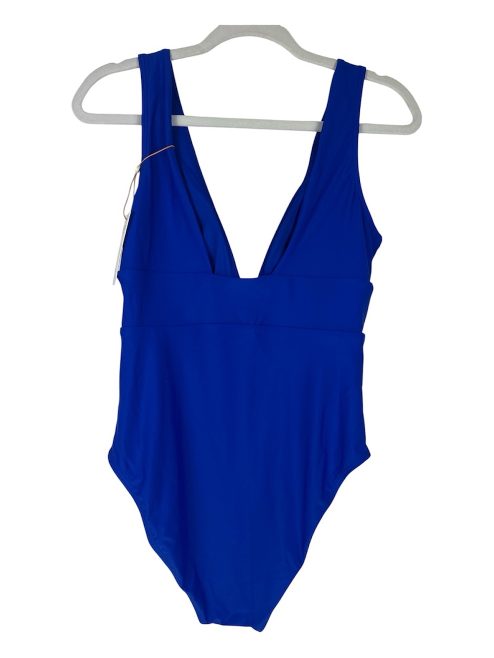 Quince Sz M Italian Plunge One-Piece Swimsuit Electric Blue UPF50 Minimalist NWT - Picture 3 of 11